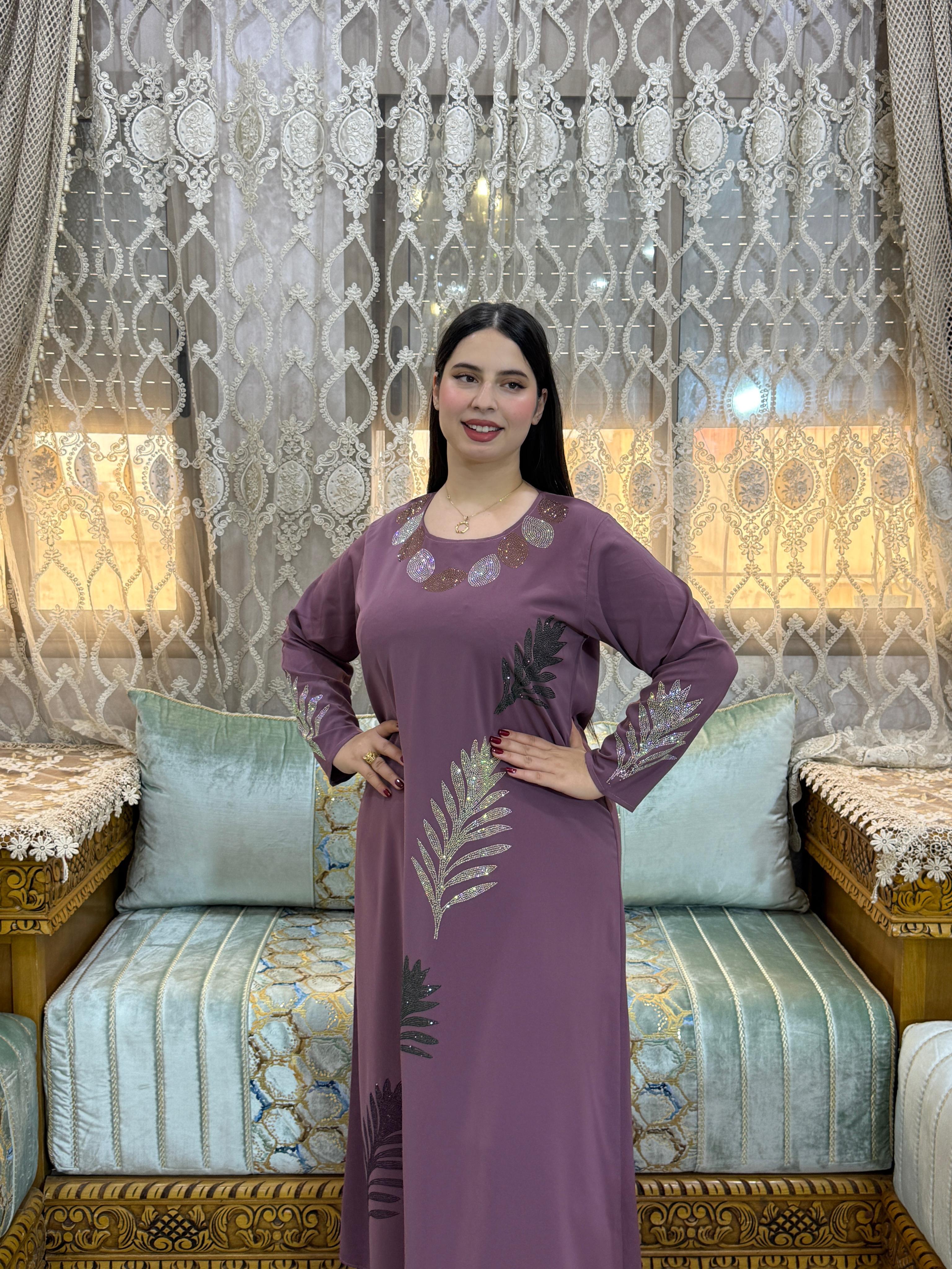Elegant Leaf Embellished Maxi Dress