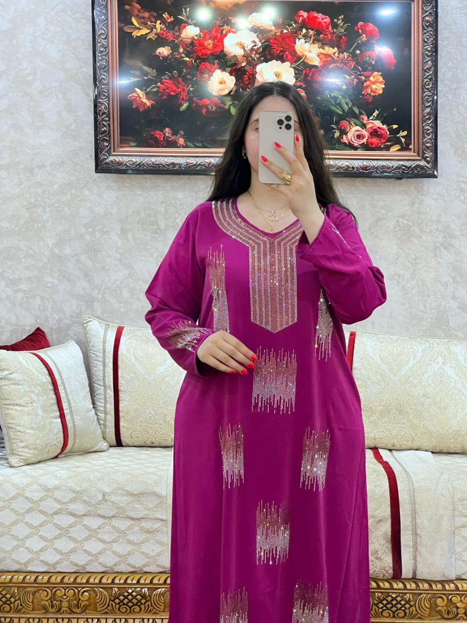 Elegant Moroccan Rhinestone Long Dress