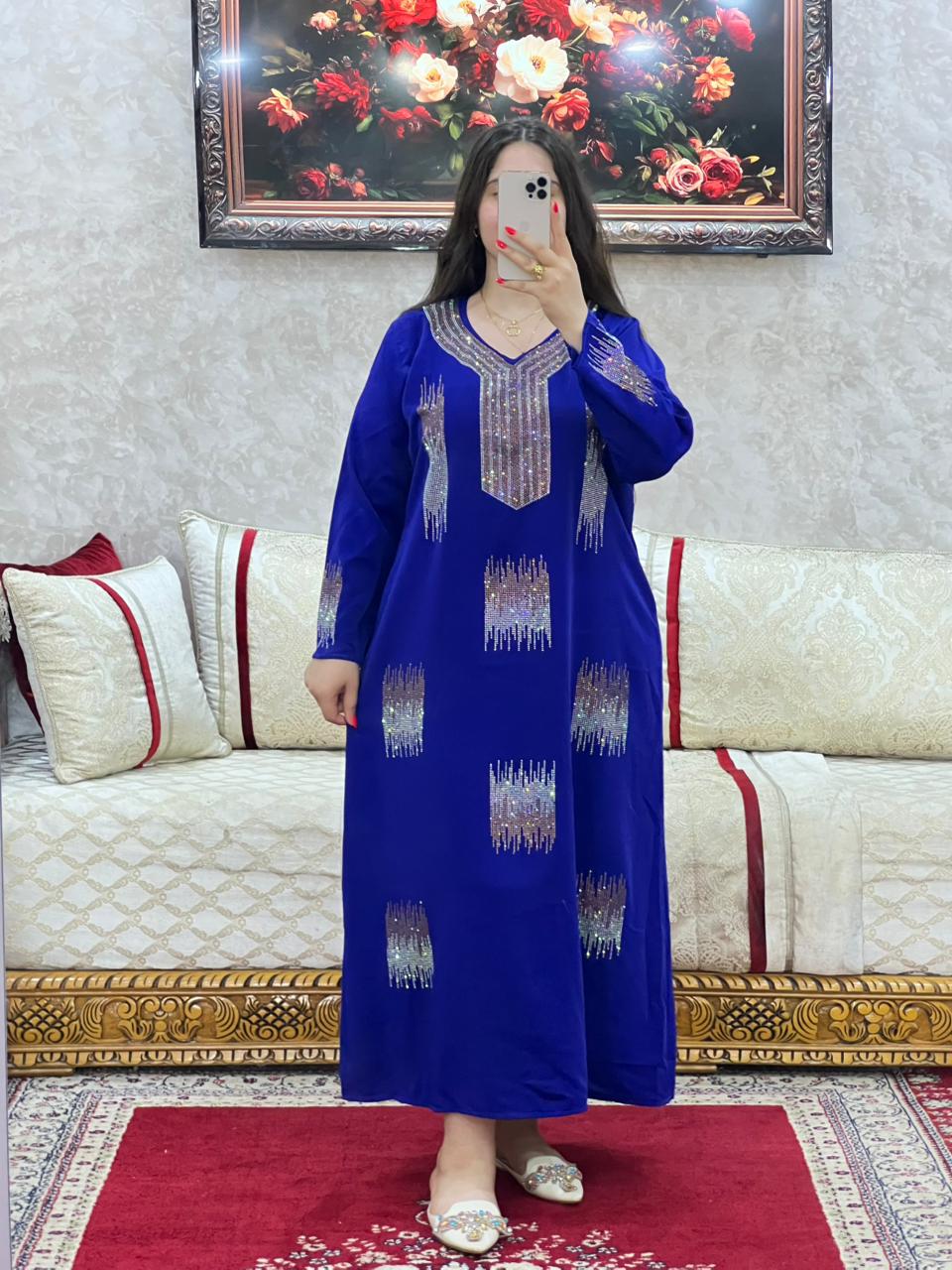 Elegant Moroccan Rhinestone Long Dress