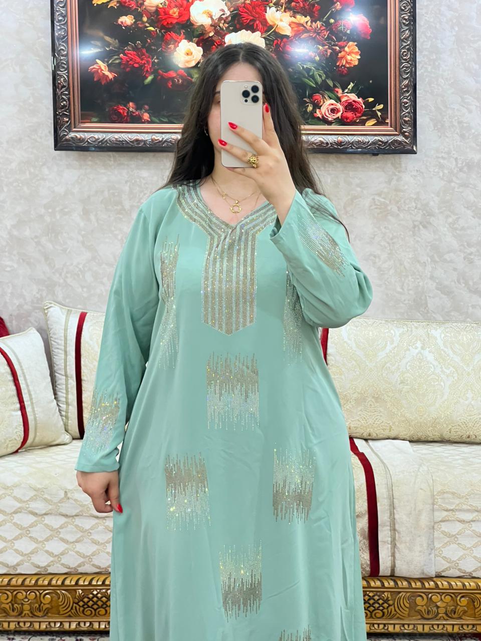 Elegant Moroccan Rhinestone Long Dress