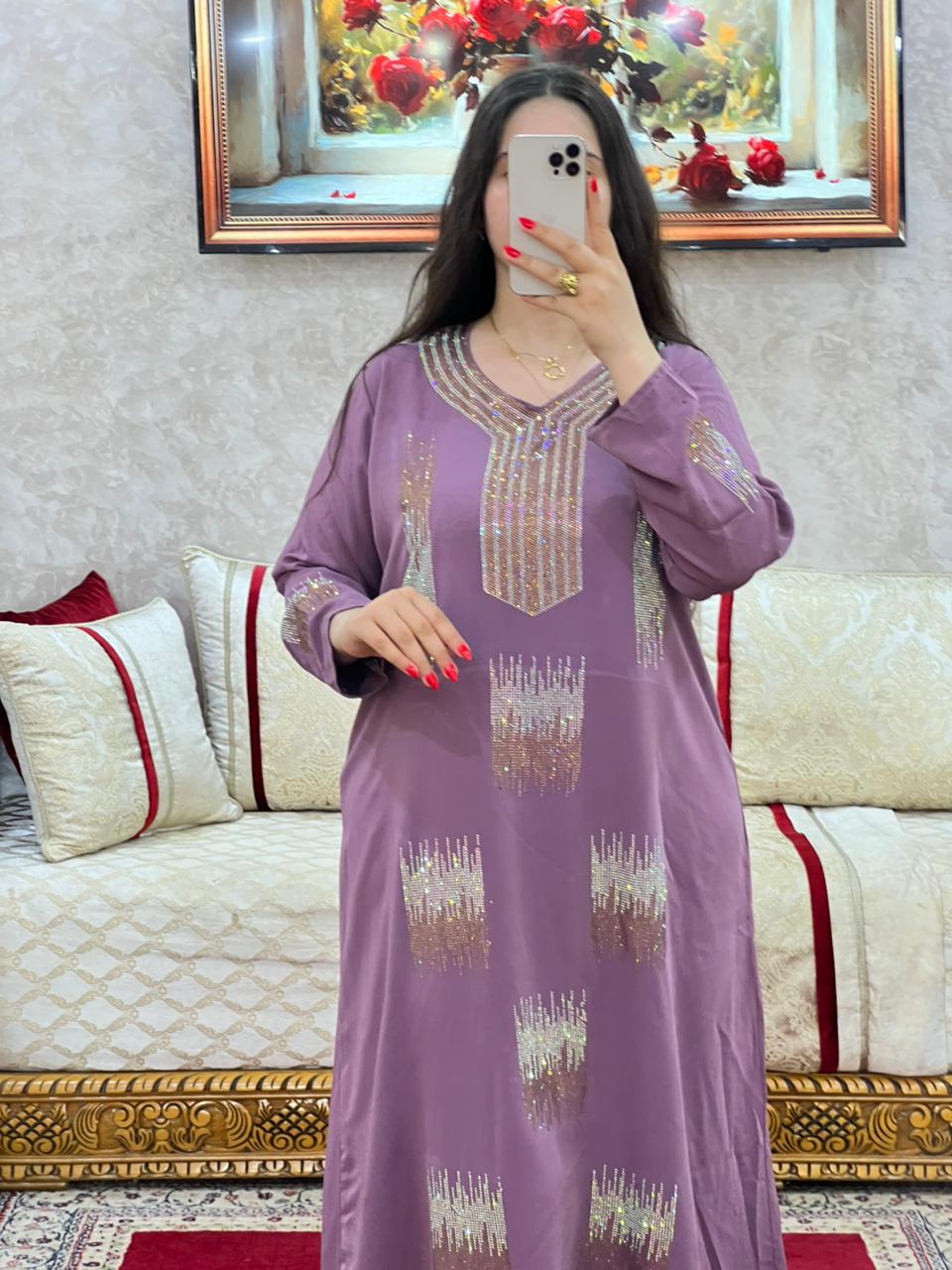 Elegant Moroccan Rhinestone Long Dress