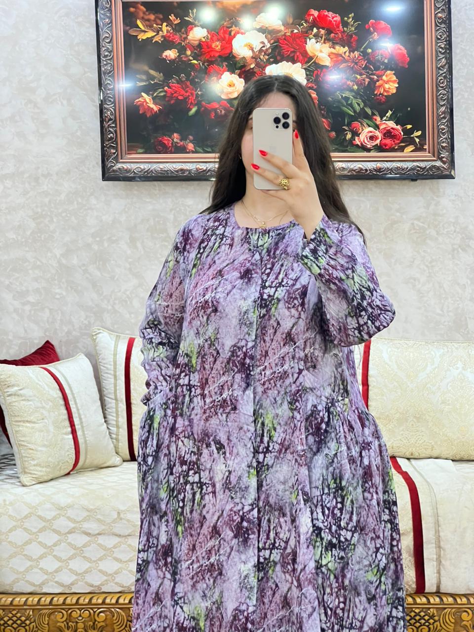 Elegant Abstract-Print Long Dress