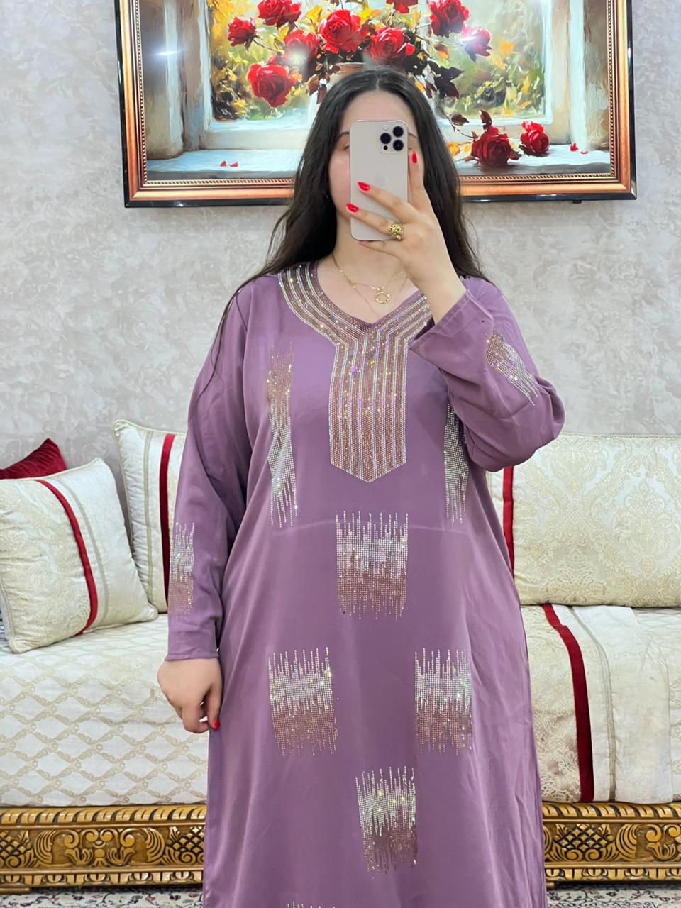 Elegant Moroccan Rhinestone Long Dress