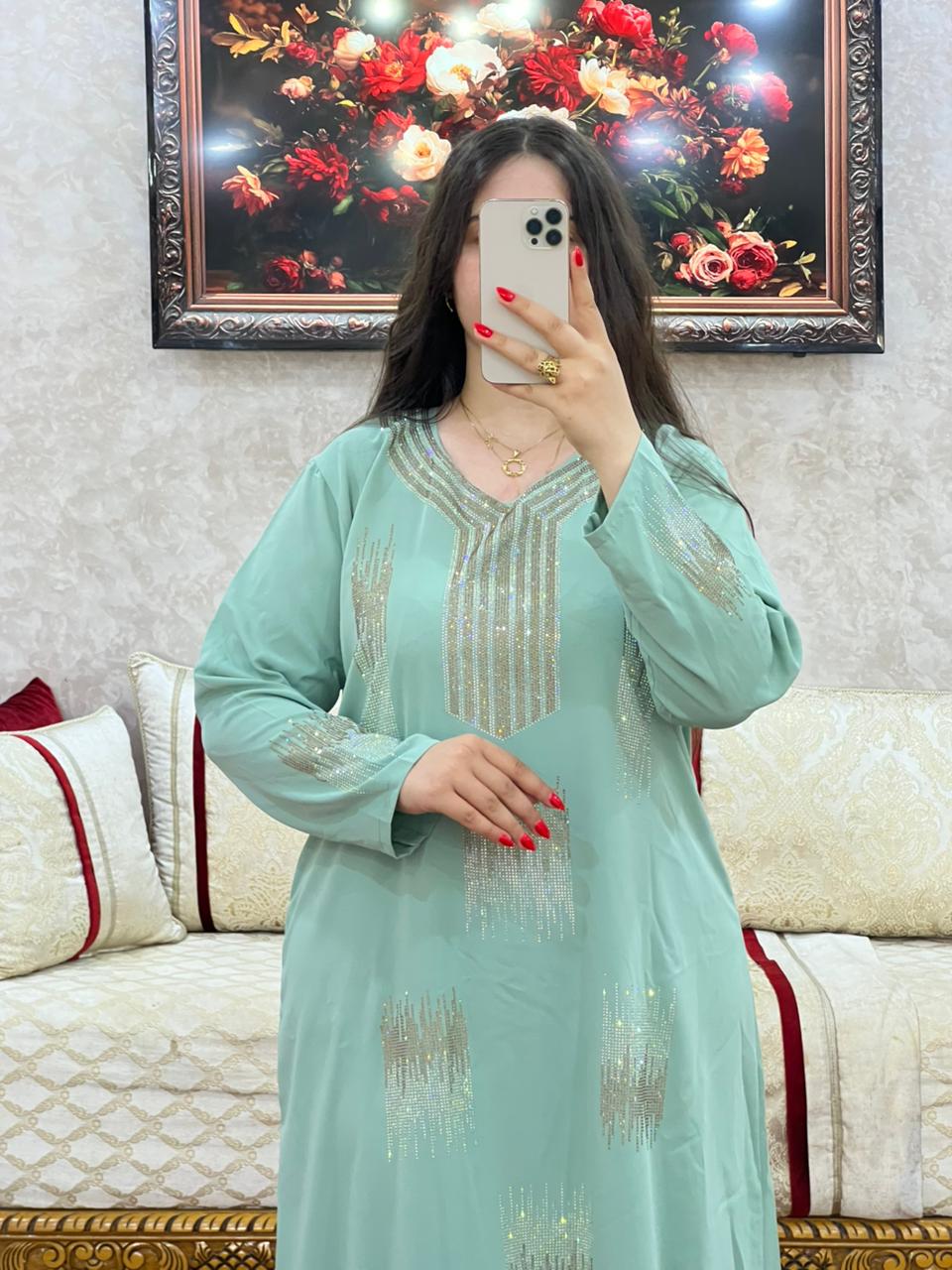 Elegant Moroccan Rhinestone Long Dress