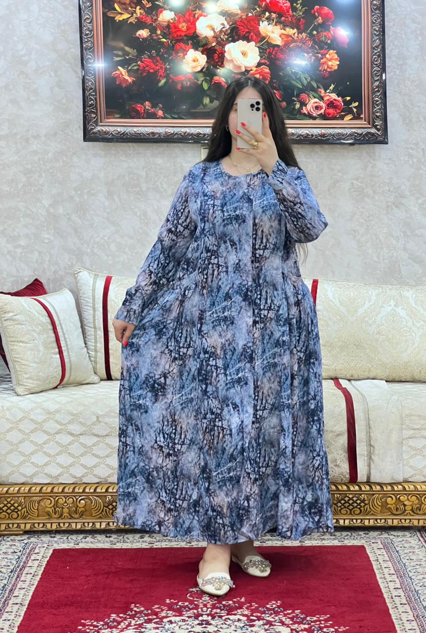 Elegant Abstract-Print Long Dress