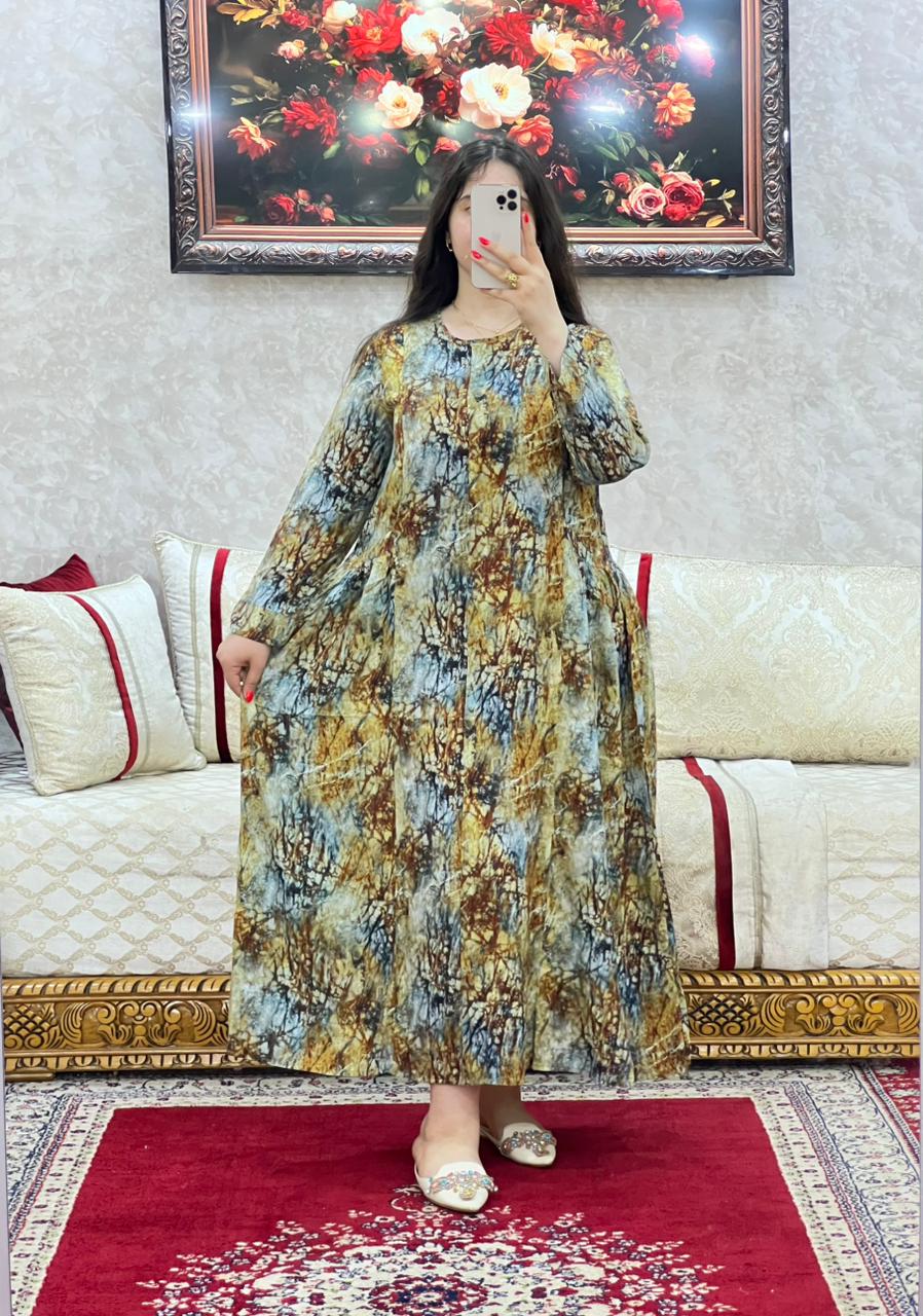 Elegant Abstract-Print Long Dress