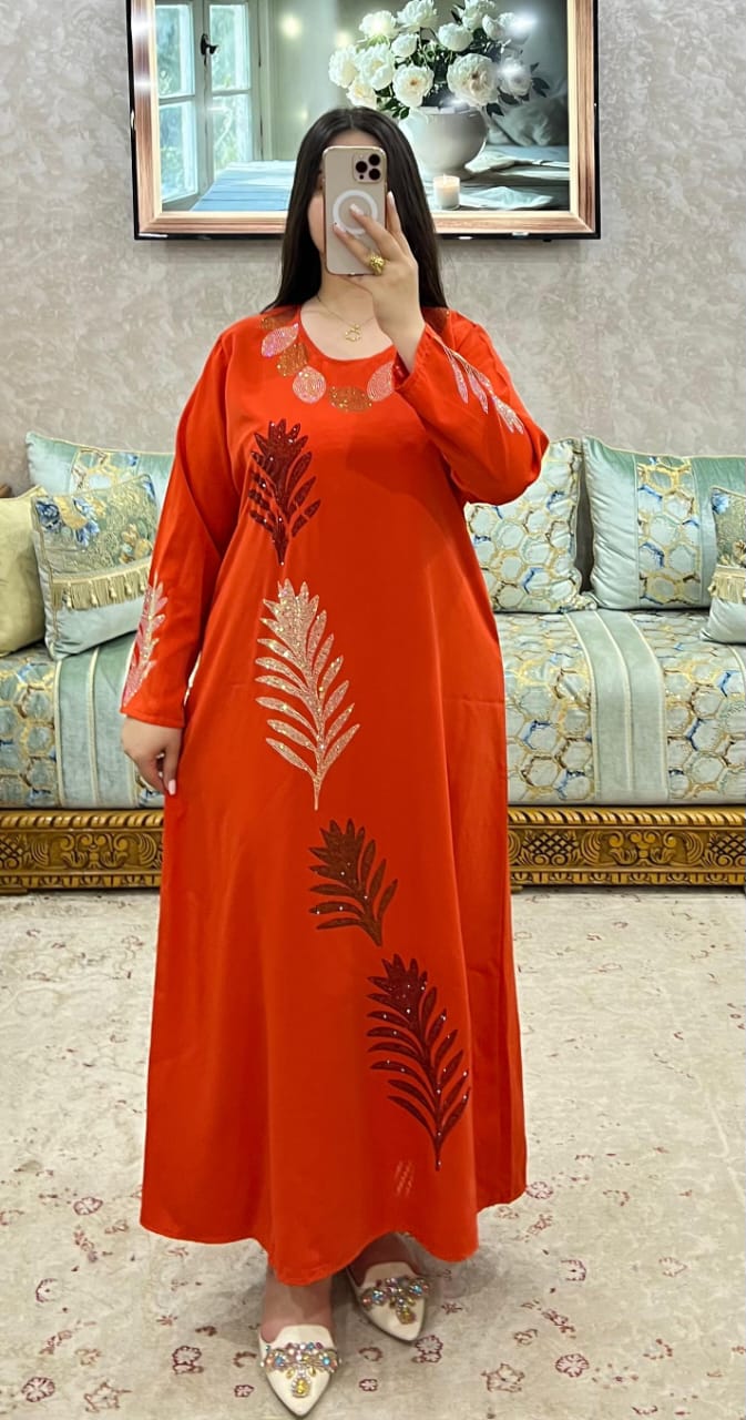 Elegant Leaf Embellished Maxi Dress