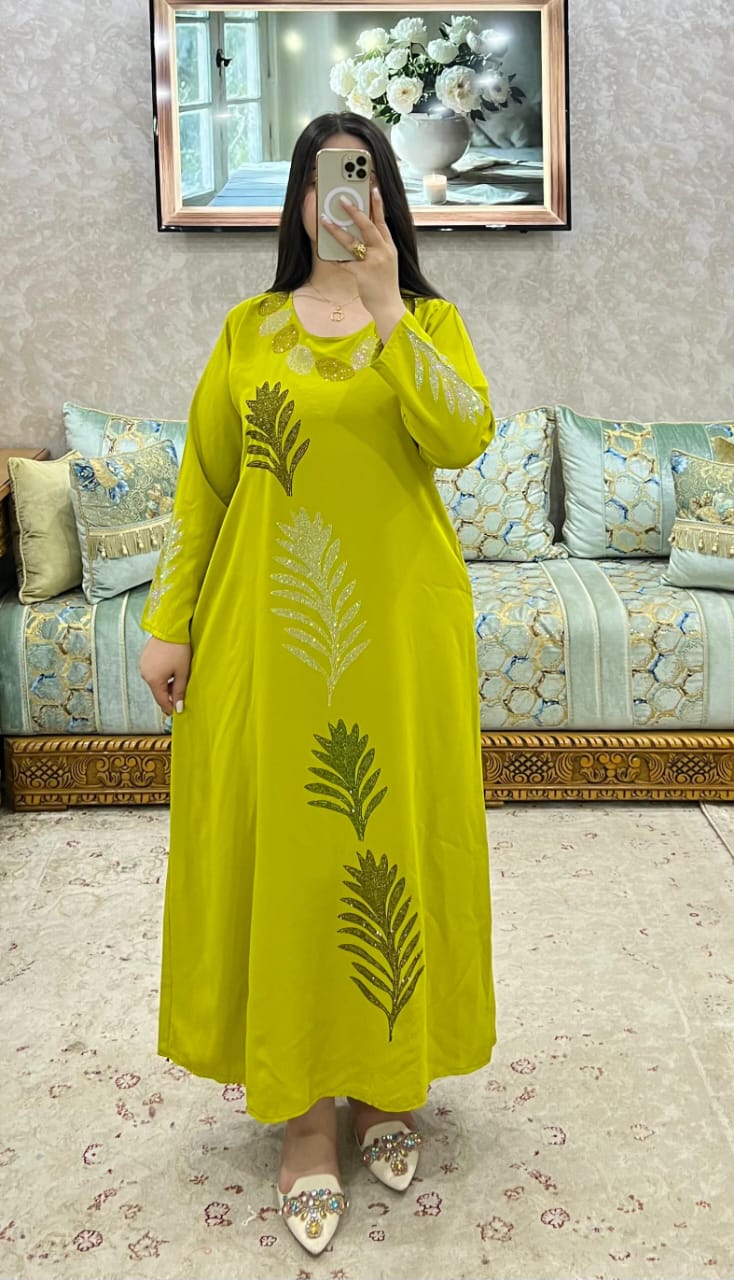 Elegant Leaf Embellished Maxi Dress