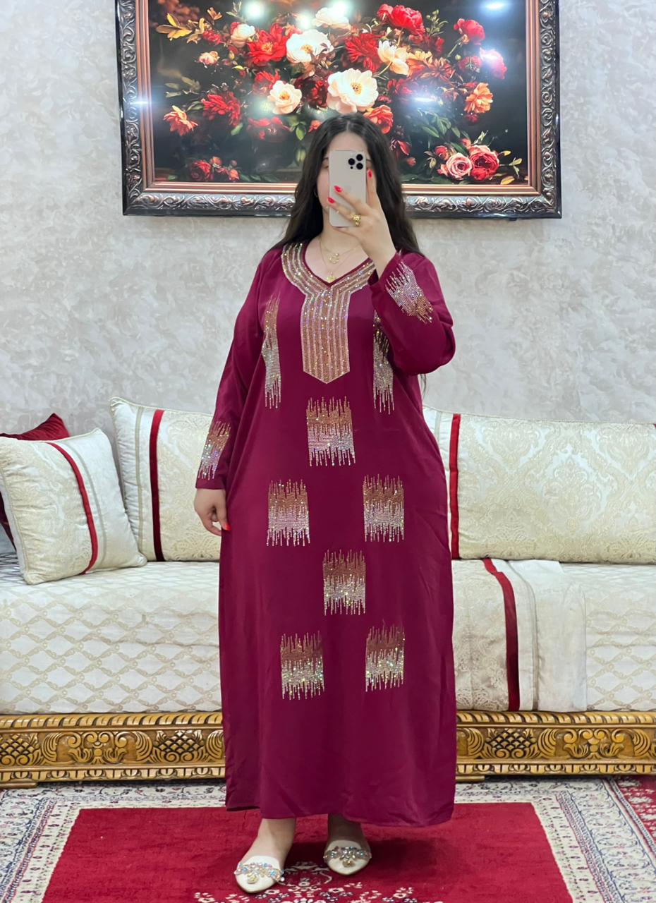 Elegant Moroccan Rhinestone Long Dress