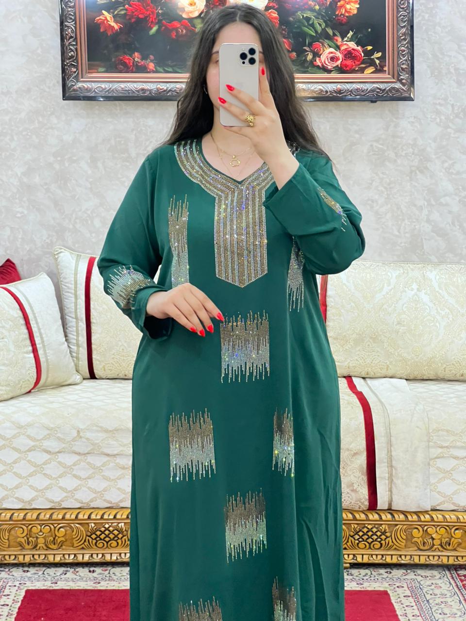 Elegant Moroccan Rhinestone Long Dress