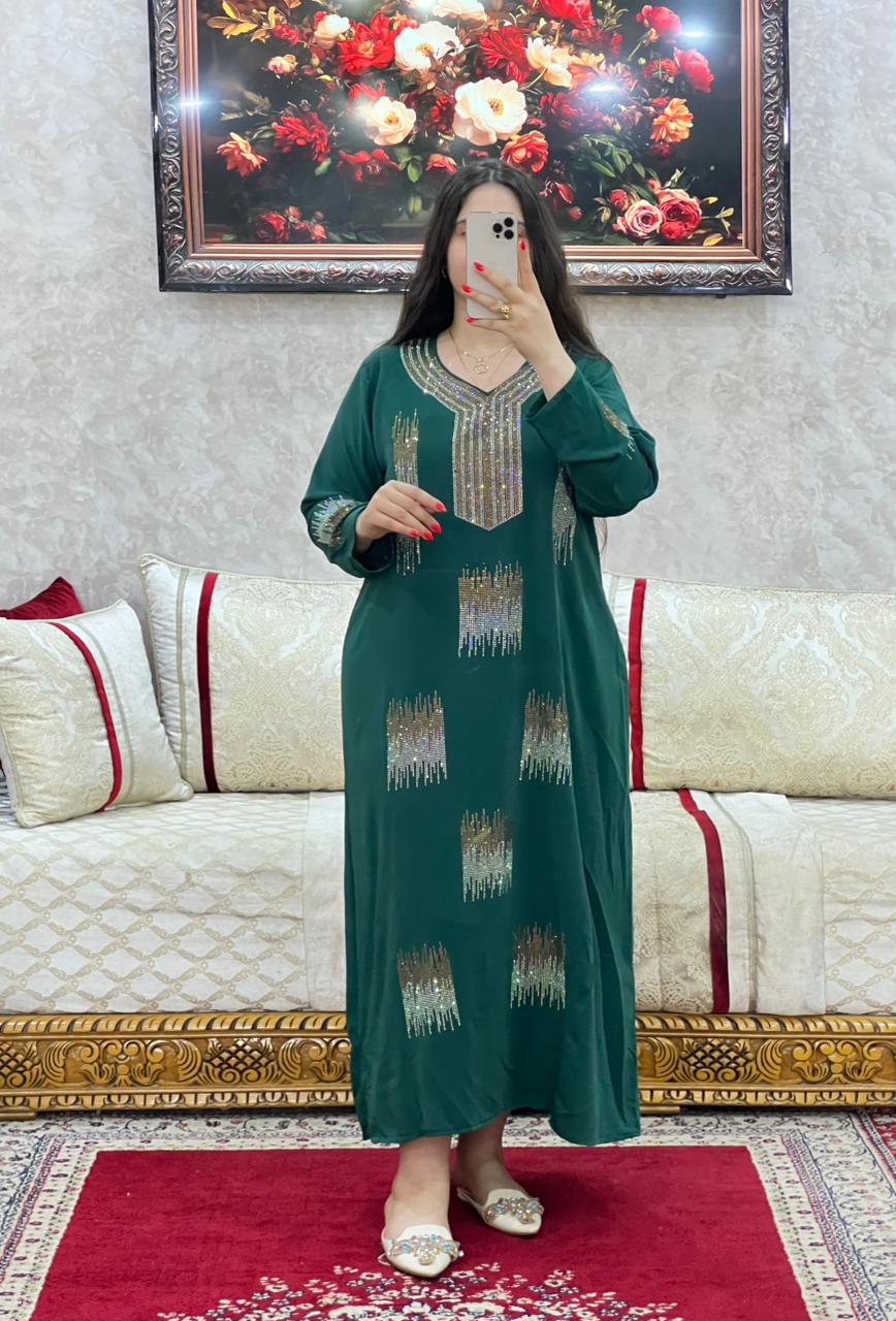 Elegant Moroccan Rhinestone Long Dress