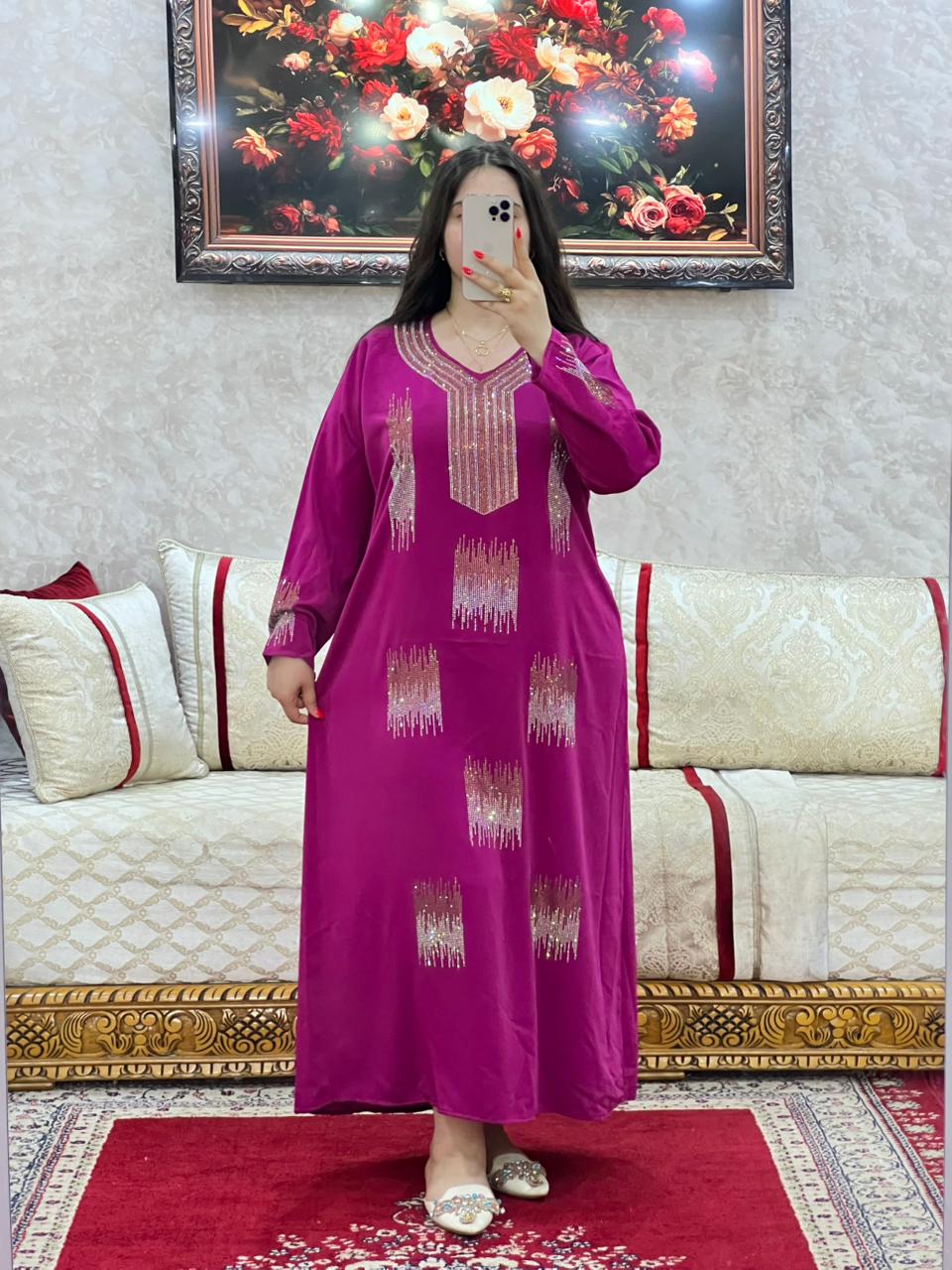 Elegant Moroccan Rhinestone Long Dress