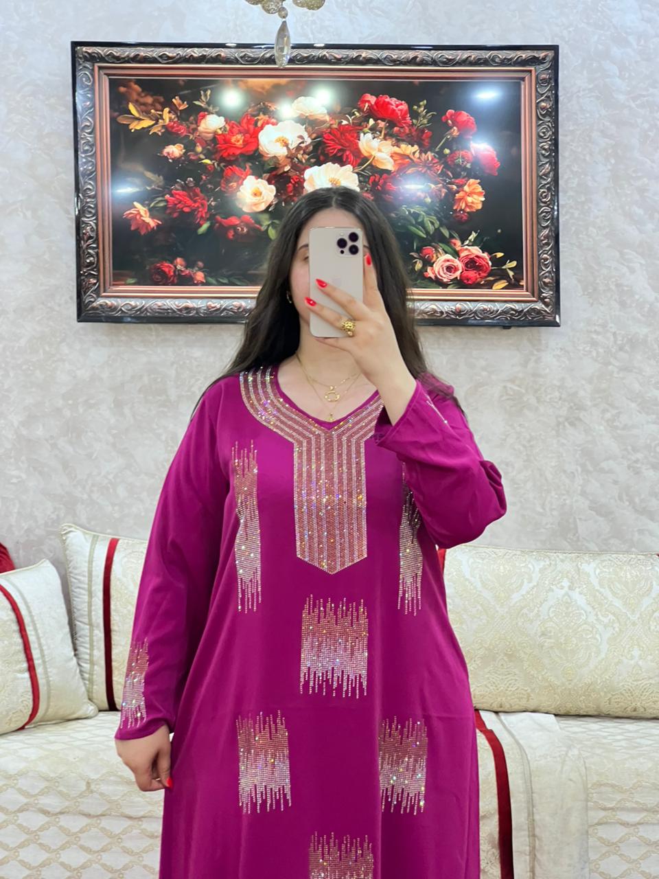 Elegant Moroccan Rhinestone Long Dress