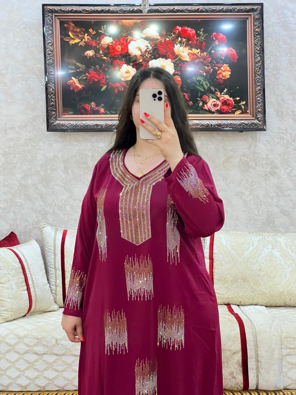 Elegant Moroccan Rhinestone Long Dress