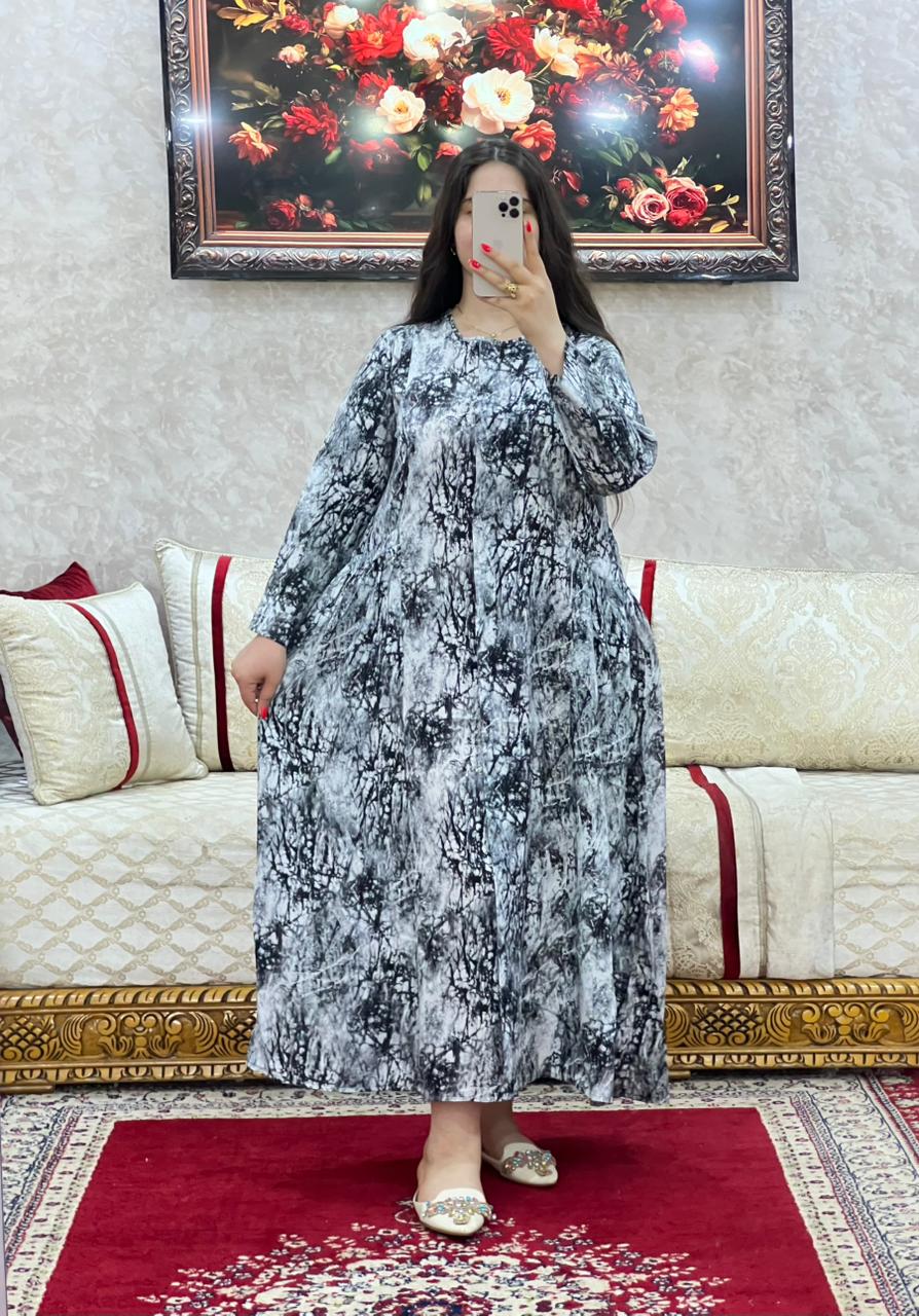 Elegant Abstract-Print Long Dress